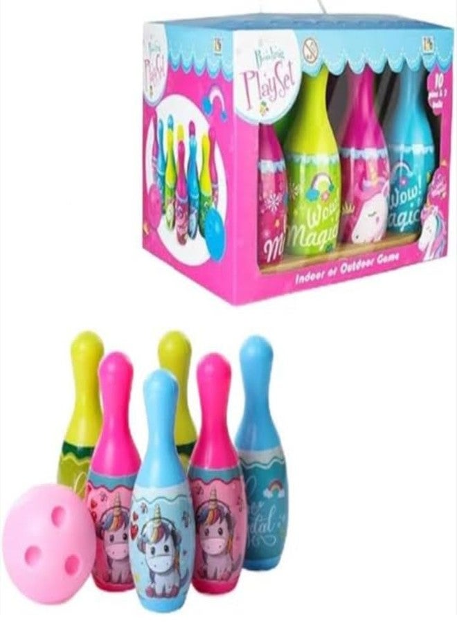 Manos Kids' Unicorn Bowling Set, 6 Pins and 1 Ball, Multicolour Pack of 1 Floor Game Toy for Kids - Image 4